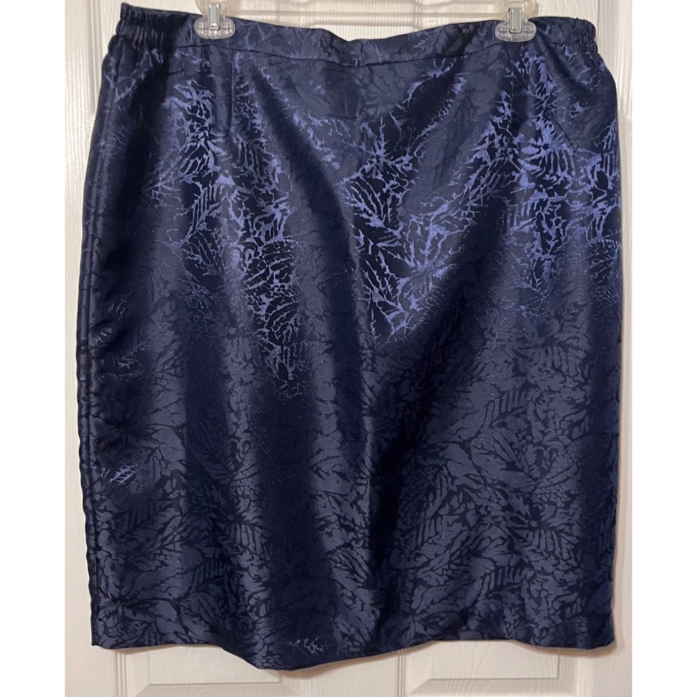 Danillo Woman Navy Blue Jacquard Skirt Suit 22W Blazer Pencil Skirt Bride Mom - Picture 6 of 9